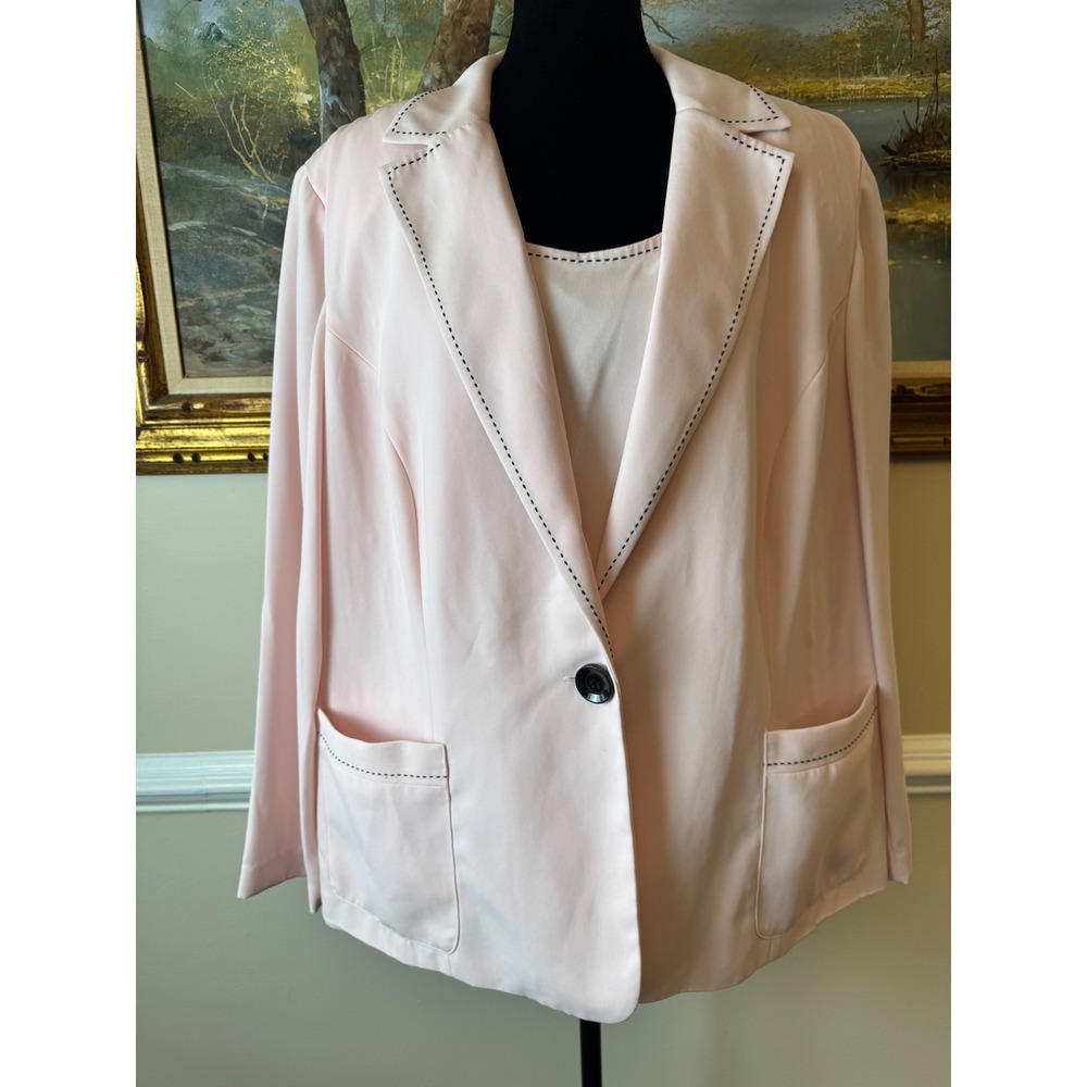 Vintage Danny & Nicole Pink Blazer and Sleeveless Top Set Pick Stitch Plus 20W
